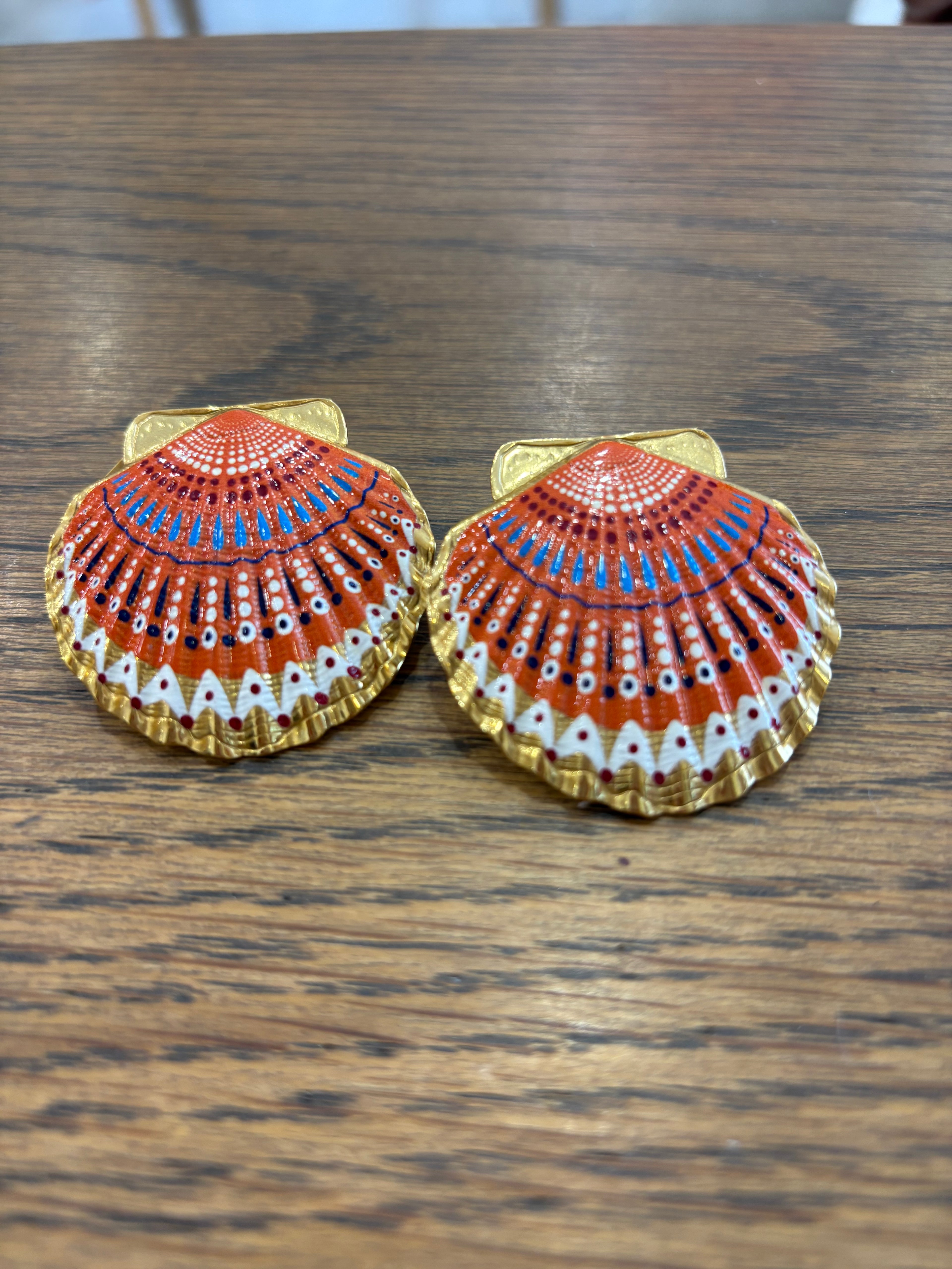 LARGE PAINTED SHELL EARRINGS