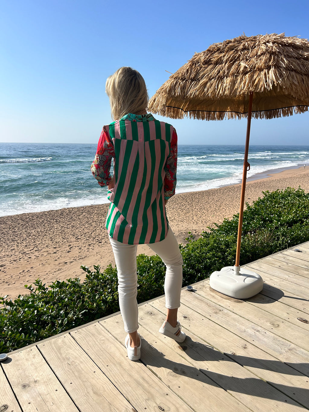 HAVANA COLLARED SHIRT / GREEN STRIPE