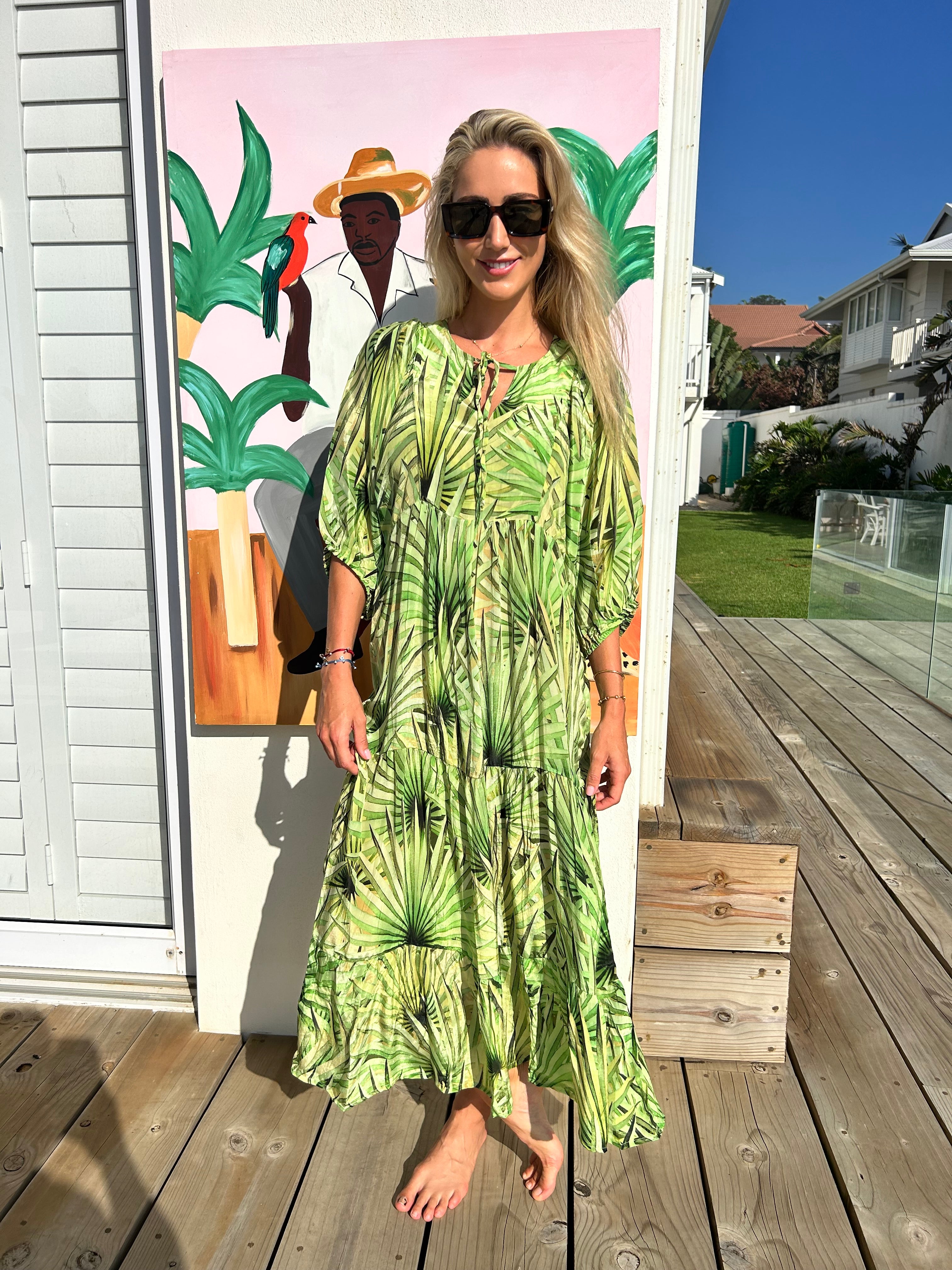 HAVANA BOHO DRESS / GREEN PALM
