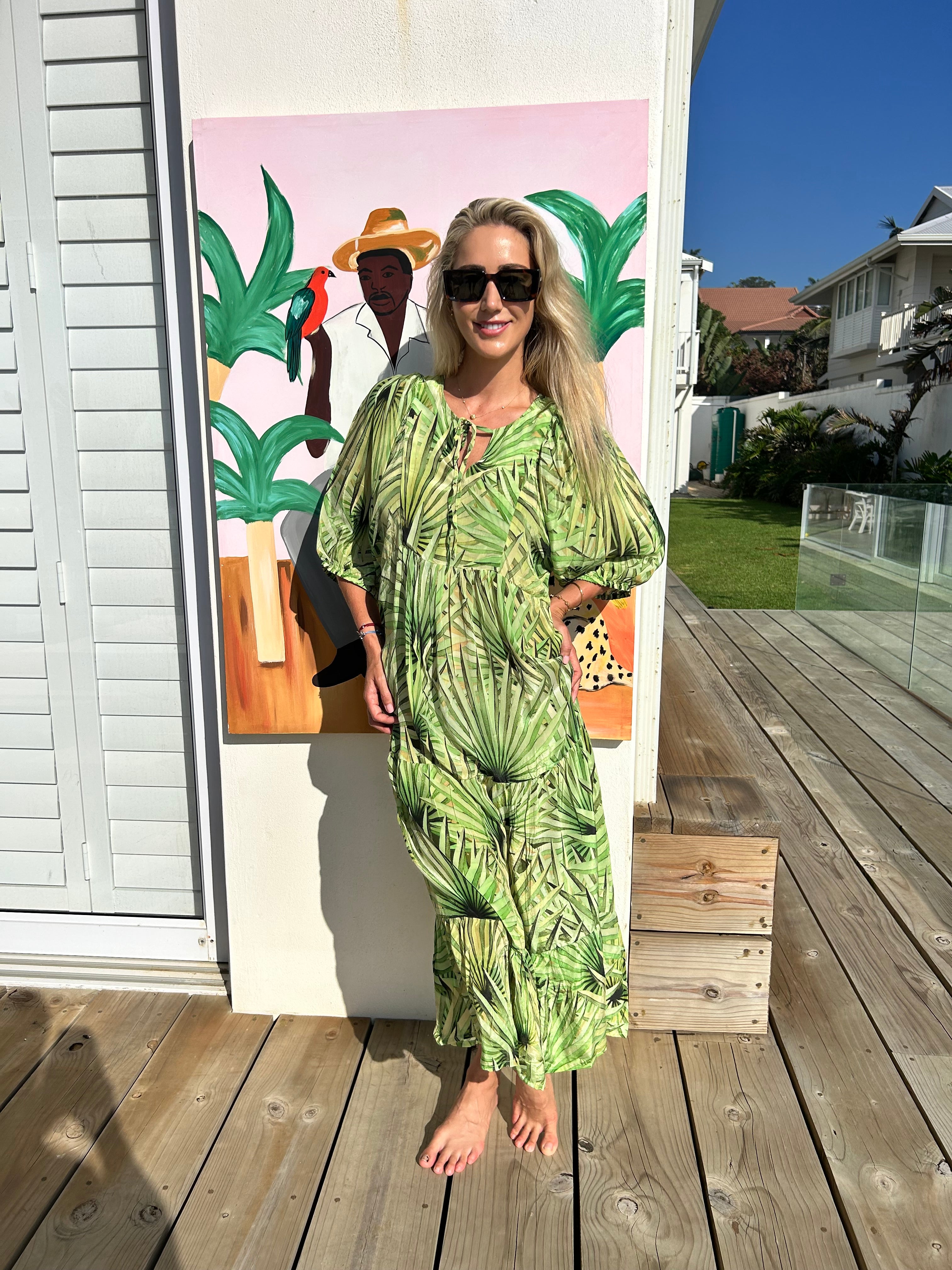 HAVANA BOHO DRESS / GREEN PALM