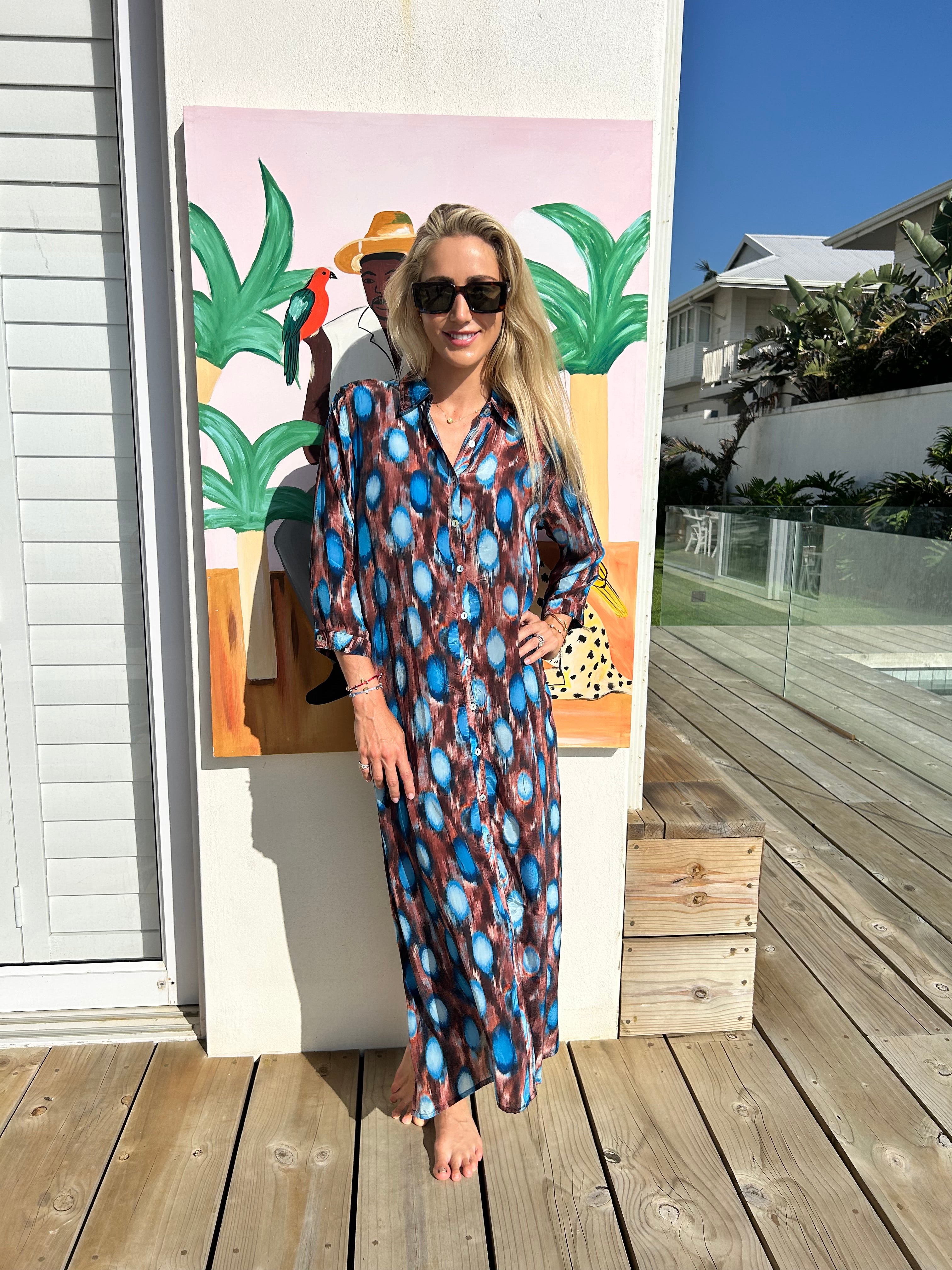 HAVANA LONG SHIRT DRESS / OCEAN SPOT