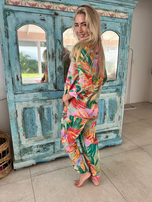 VERA COTTON LOUNGE SHIRT / MULTI COLOUR PALM