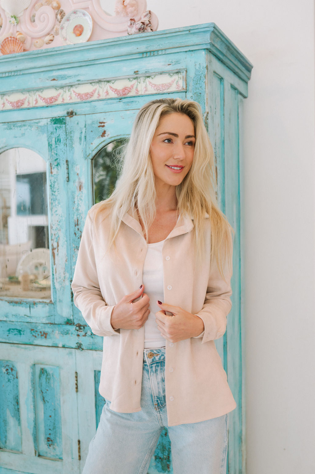 STRETCH LOUNGE SHIRT / CREAM SCUBA