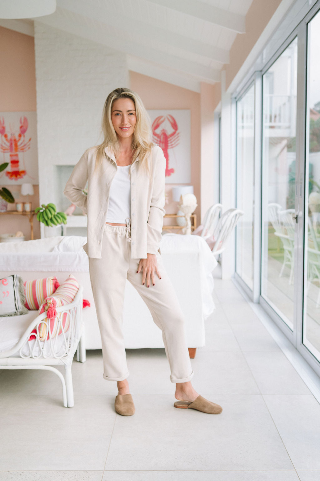 STRETCH LOUNGE SHIRT / CREAM SCUBA