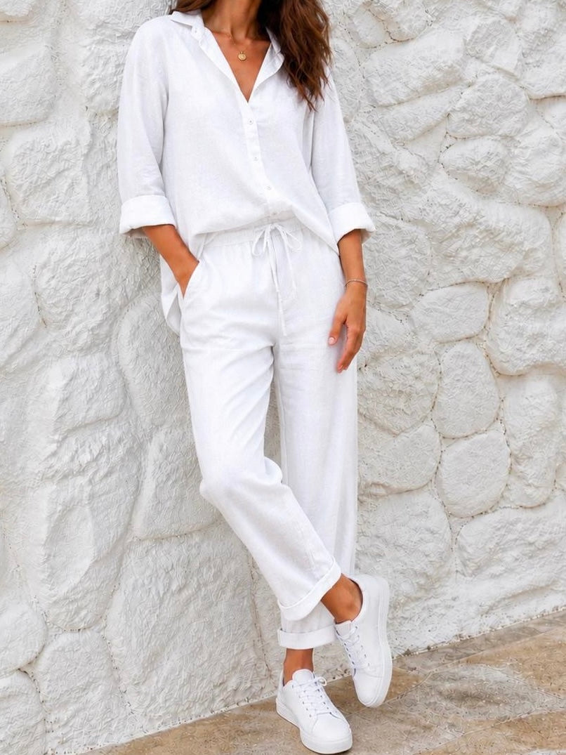 LINEN LOUNGE SHIRT / WHITE