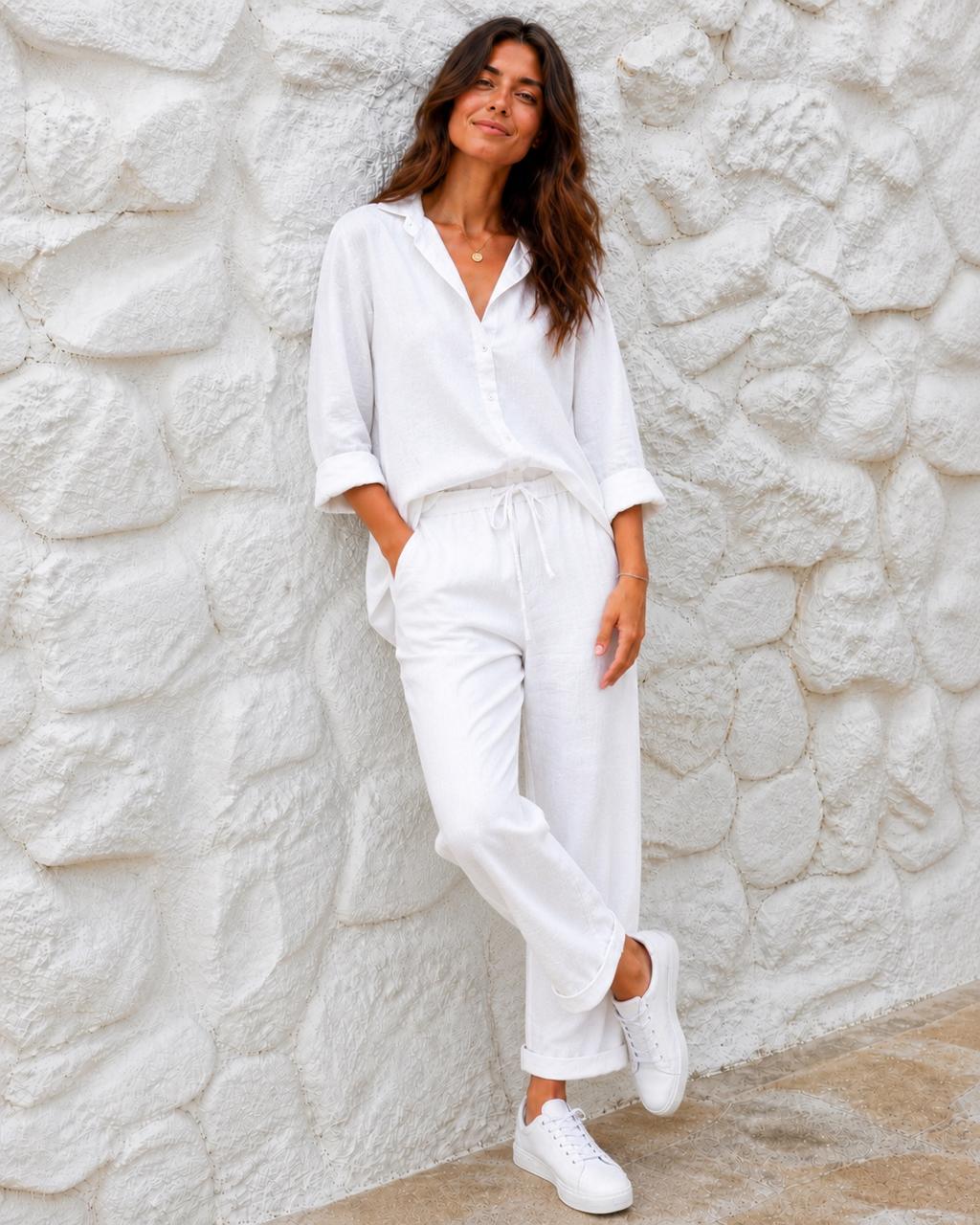LINEN LOUNGE SHIRT / WHITE