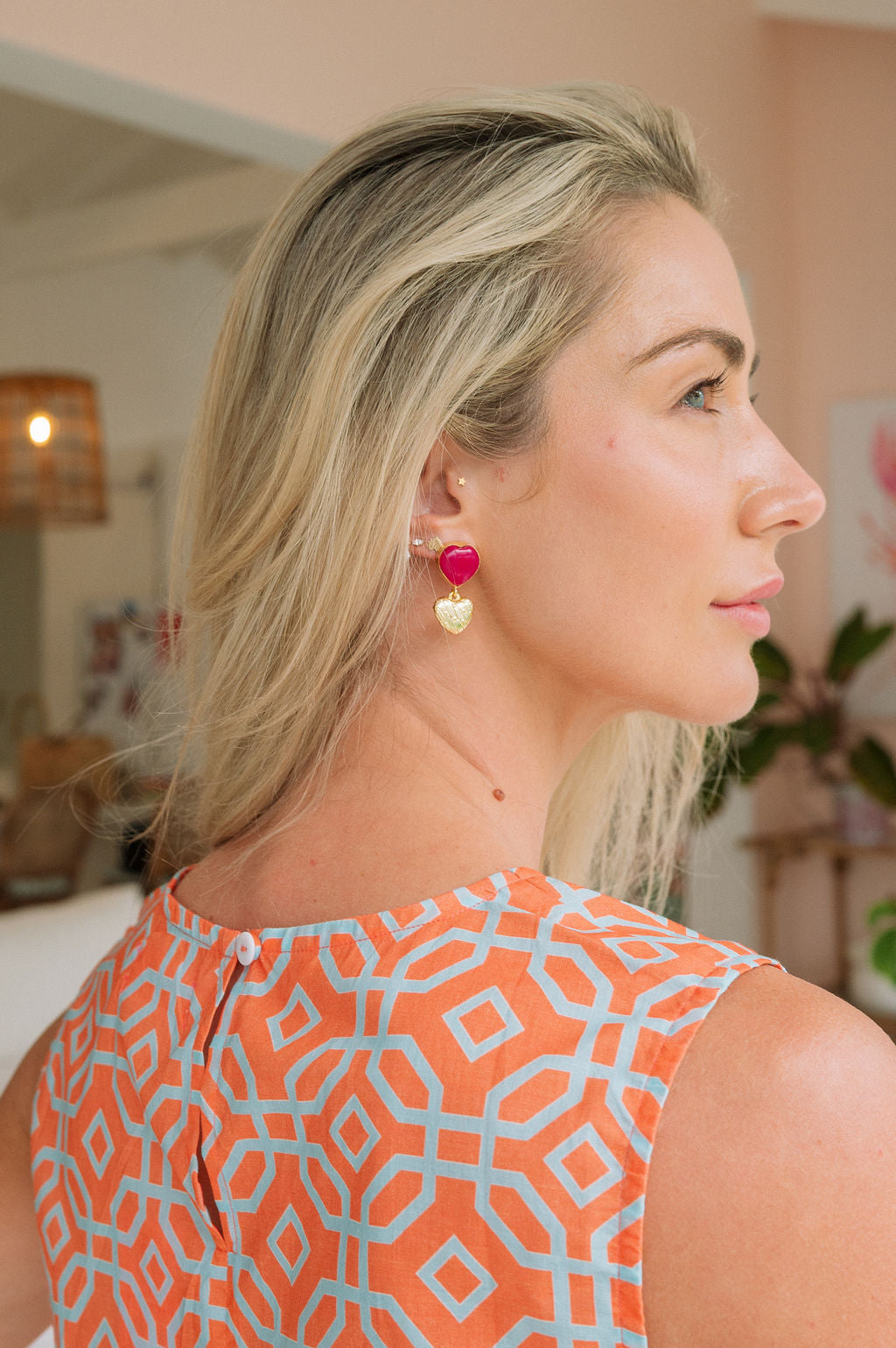 PINK & GOLD HEART EARRINGS