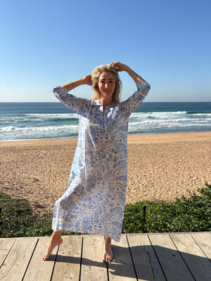 HELEN DRESS / BLUE PAISLEY