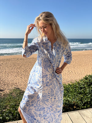 HELEN DRESS / BLUE PAISLEY