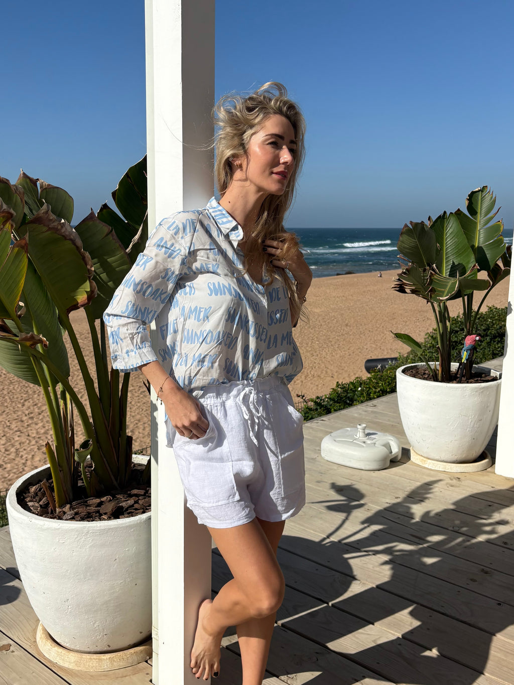 VERA LOUNGE SHIRT/ SUNSOAKED BLUE