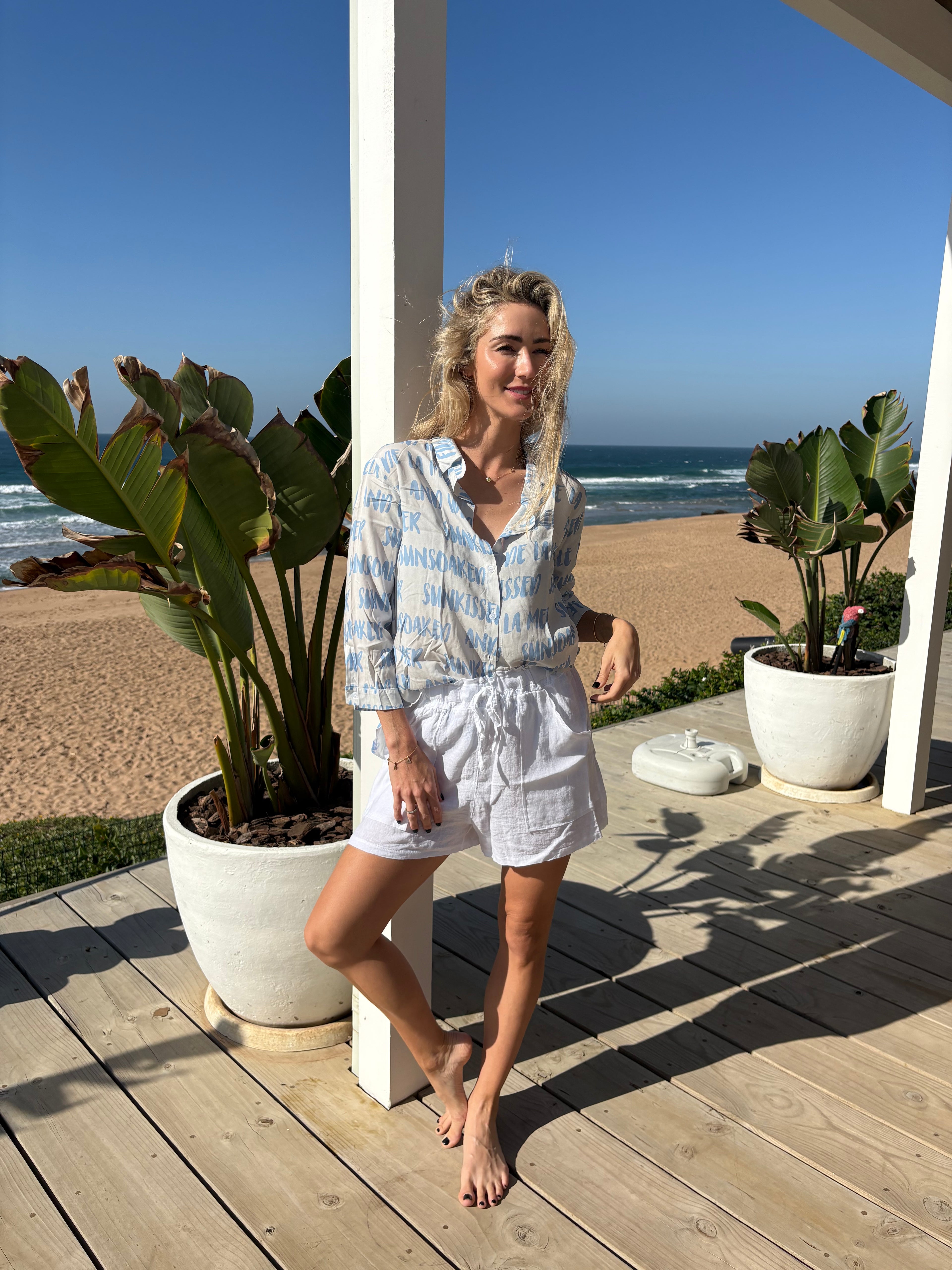VERA LOUNGE SHIRT/ SUNSOAKED BLUE