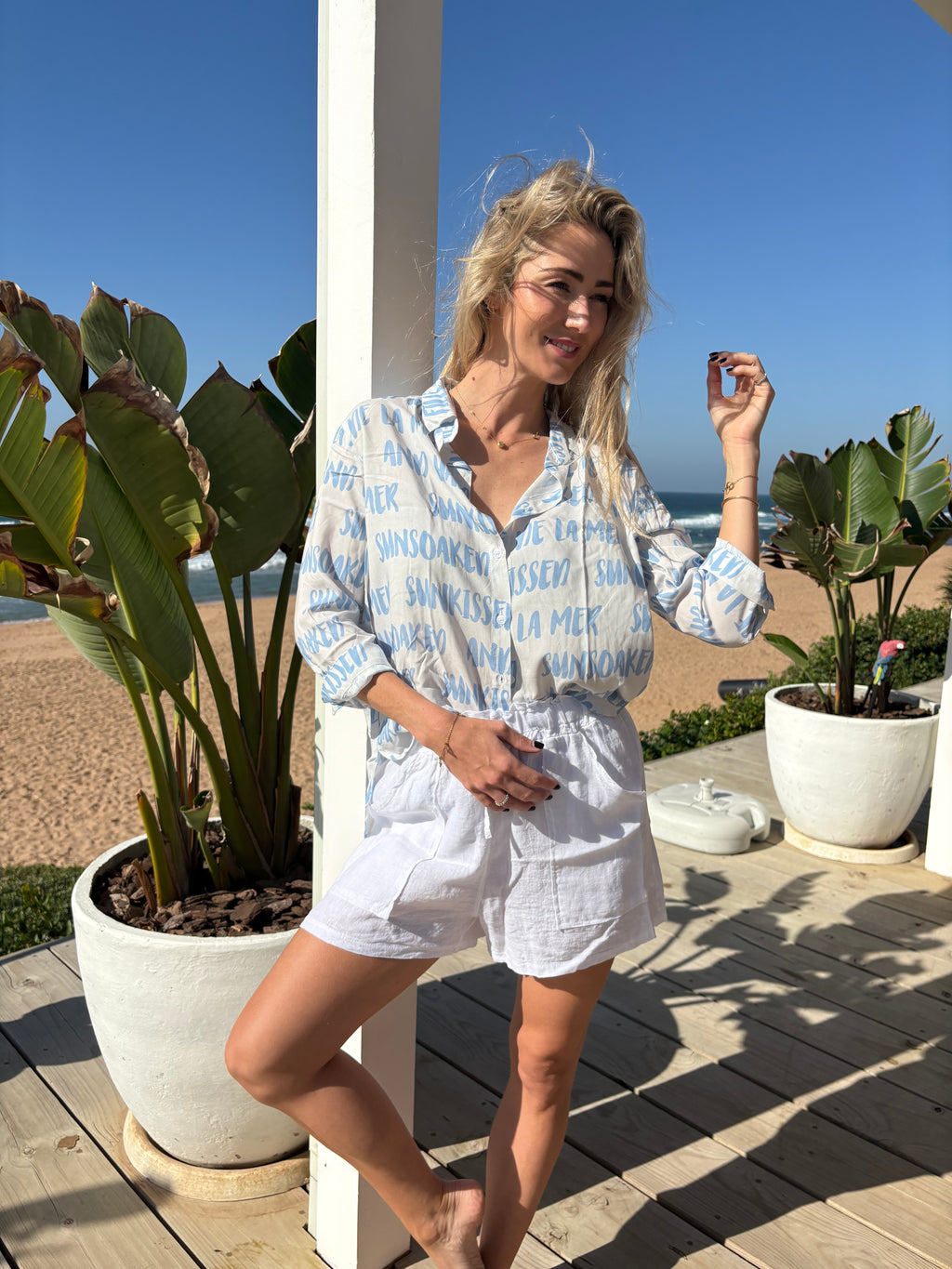 VERA LOUNGE SHIRT/ SUNSOAKED BLUE