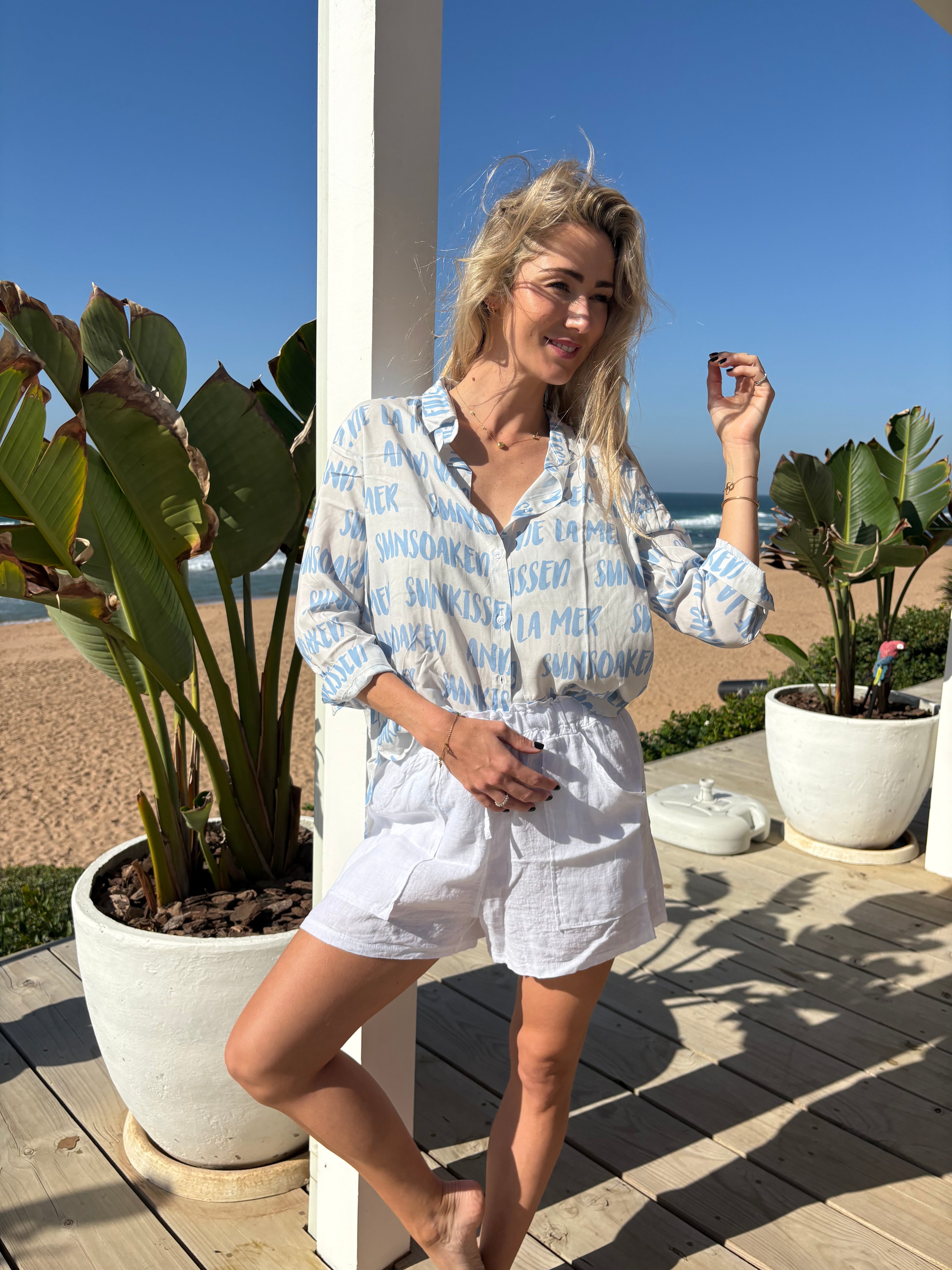 VERA LOUNGE SHIRT/ SUNSOAKED BLUE