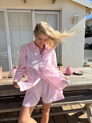 COTTON SHORTS / PINK BLANKET STITCH