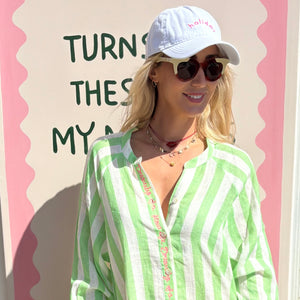 FRENCH LINEN / DEE DRESS GREEN STRIPE