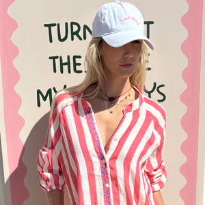 FRENCH LINEN / DEE DRESS MELON STRIPE