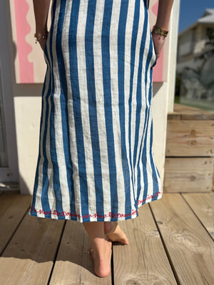 FRENCH LINEN / DEE DRESS BLUE STRIPE