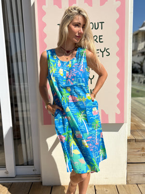 PALM BEACH / PINTUCK SLEEVELESS / MARBELLA BLUE