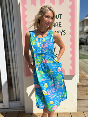 PALM BEACH / PINTUCK SLEEVELESS / MARBELLA BLUE