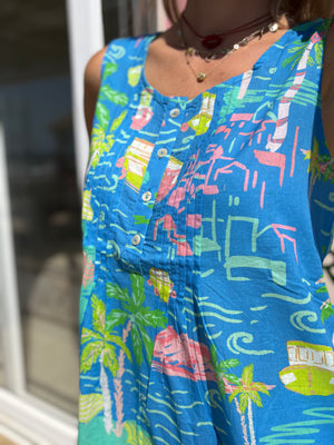 PALM BEACH / PINTUCK SLEEVELESS / MARBELLA BLUE