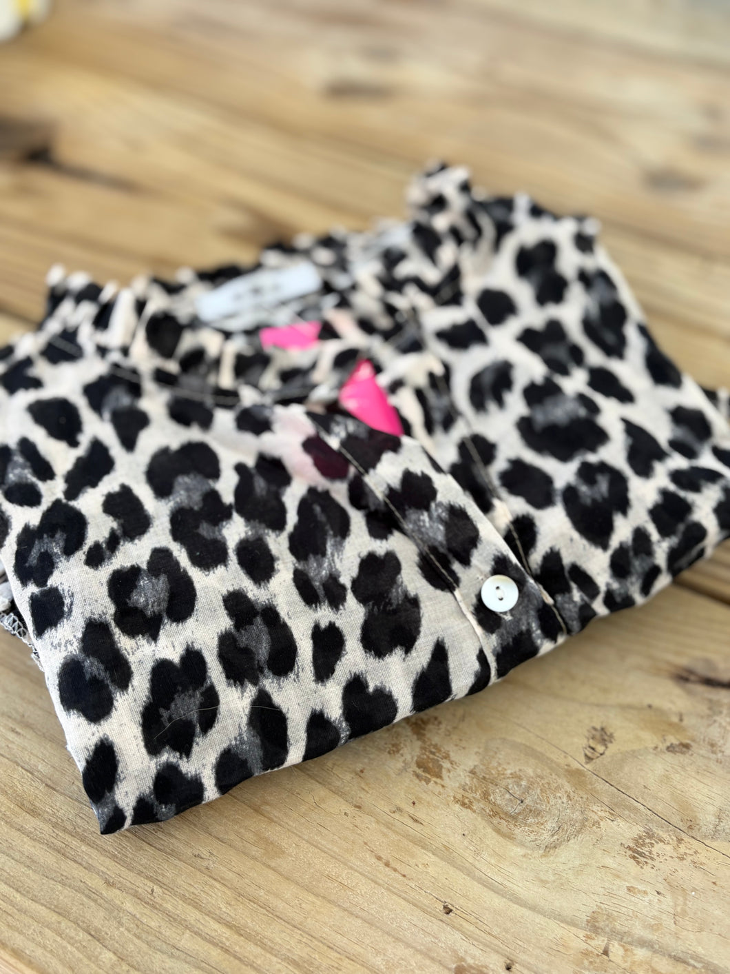 COTTON LEOPARD FRILL BLOUSE