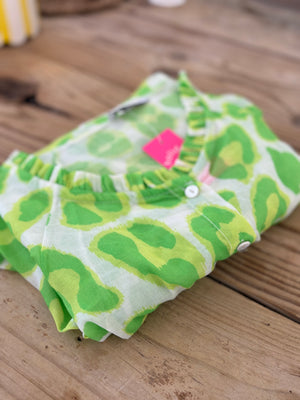 COTTON LEOPARD FRILL BLOUSE