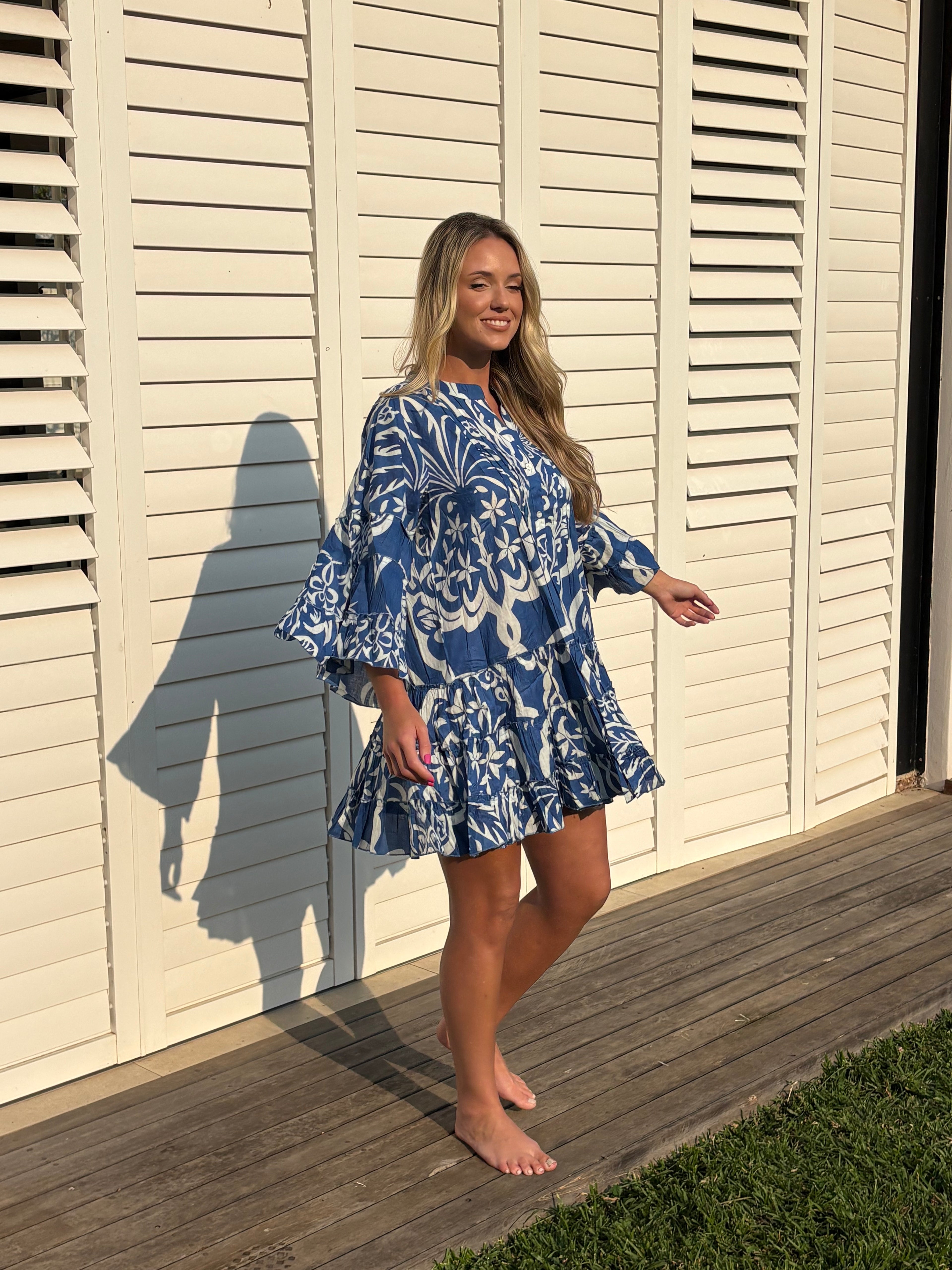 GRETCHEN DRESS / CRUISER BLUE