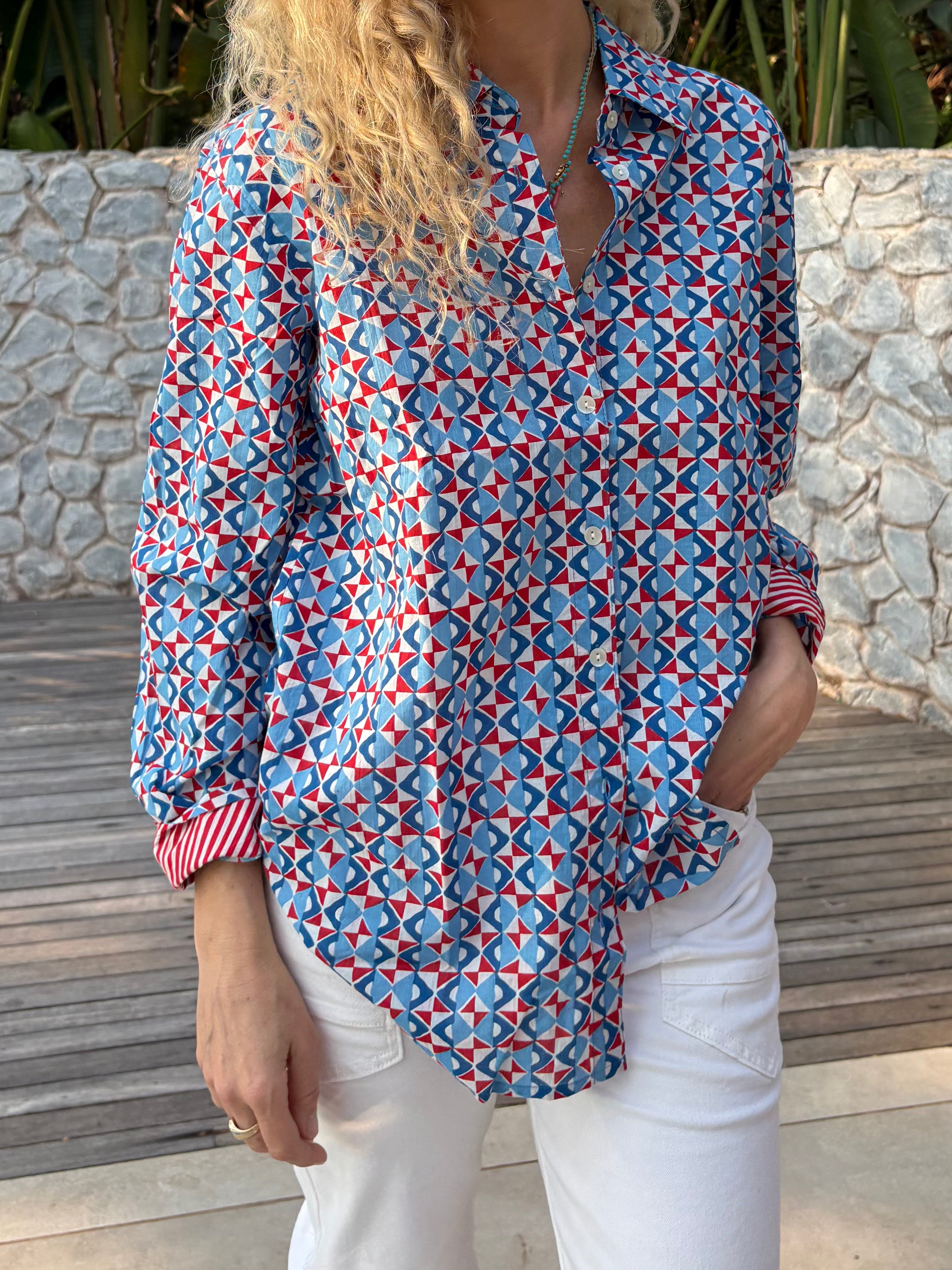 BELLA SHIRT / GALAXY RED & BLUE