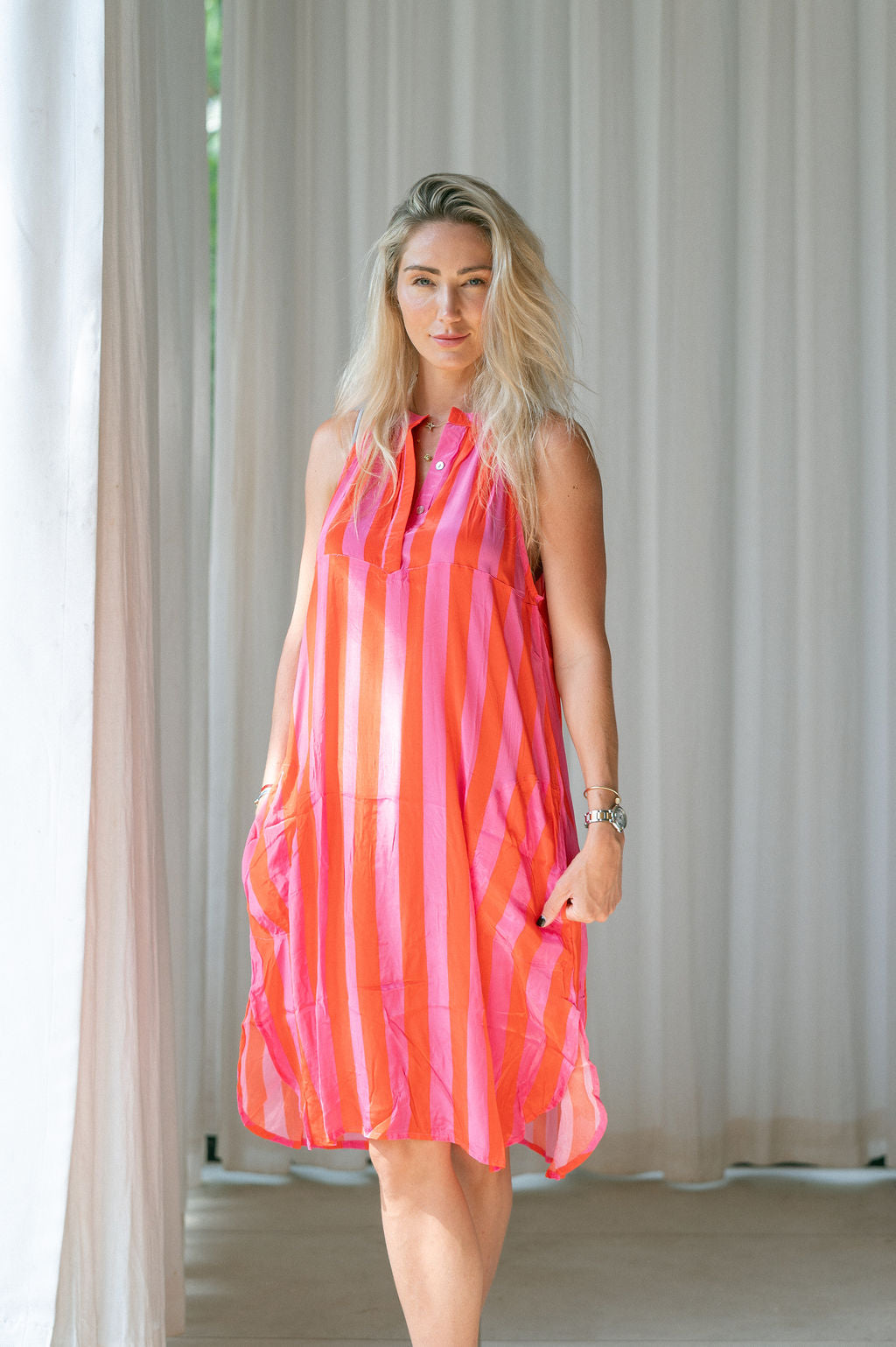 FRANKIE DRESS / RED STRIPE