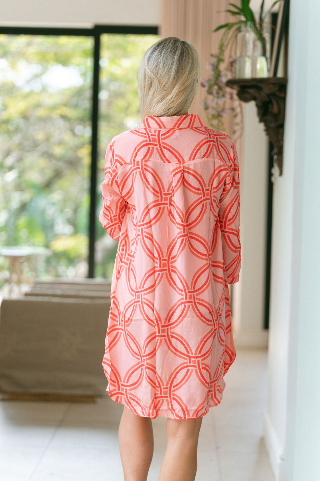 CLASSIC SHIRT DRESS / PINK TRELLACE