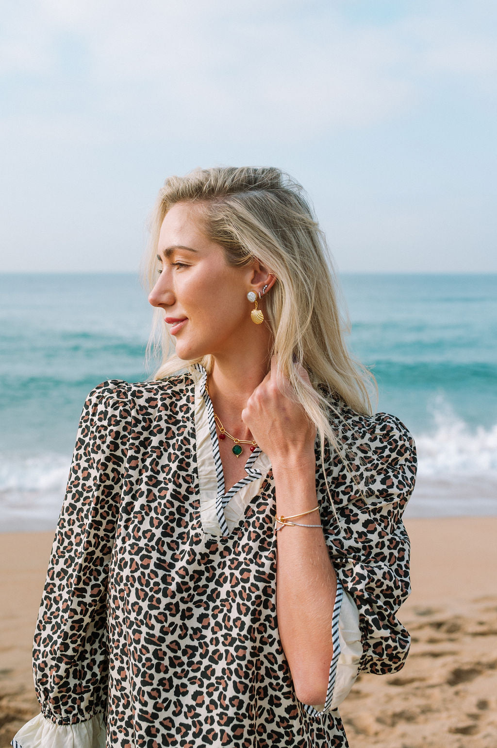 LEOPARD PRINT DRESS WITH RUFFLE TRIM