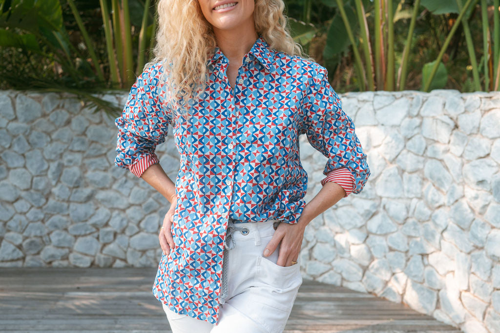 BELLA SHIRT / GALAXY RED & BLUE