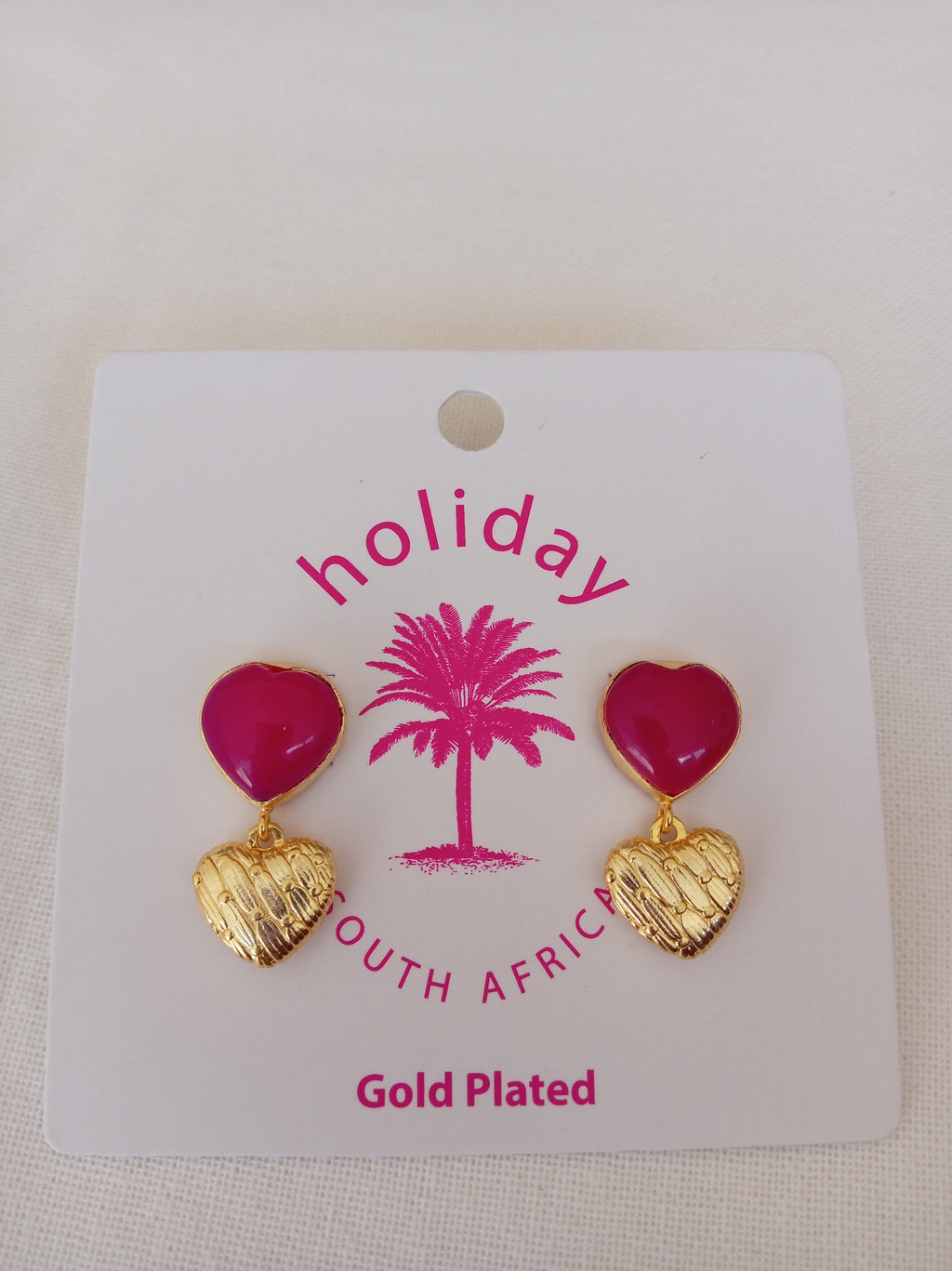 PINK & GOLD HEART EARRINGS